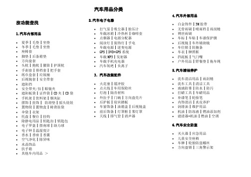 汽车用品分类明细