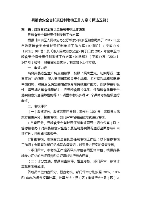 县粮食安全省长责任制考核工作方案（精选五篇）