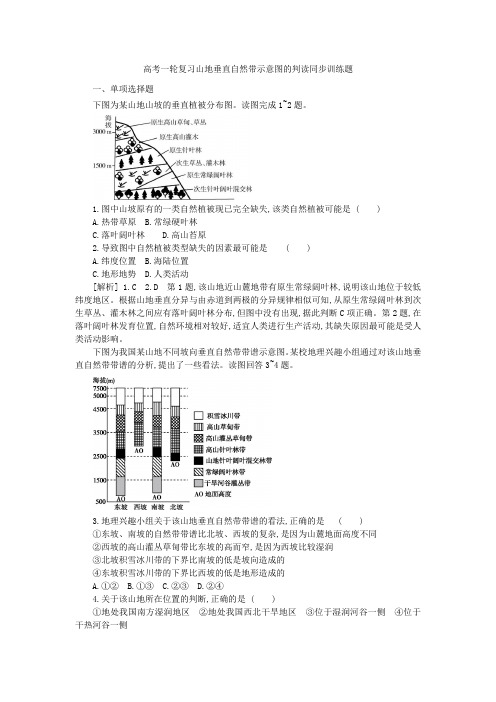 高考一轮复习山地垂直自然带示意图的判读同步训练题 (1)