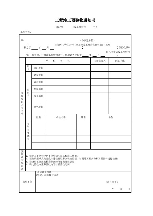 监理表-24 工程竣工预验收通知书