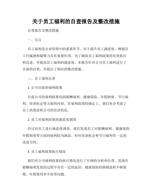 关于员工福利的自查报告及整改措施