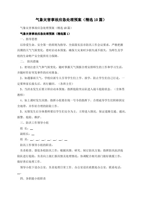 气象灾害事故应急处理预案(精选10篇)