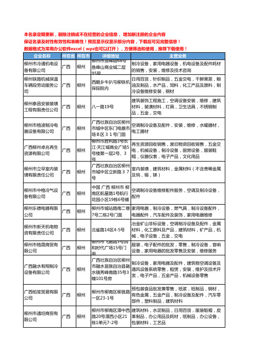 新版广西省柳州制冷设备及配件工商企业公司商家名录名单联系方式大全24家