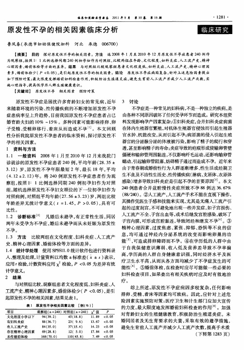 原发性不孕的相关因素临床分析