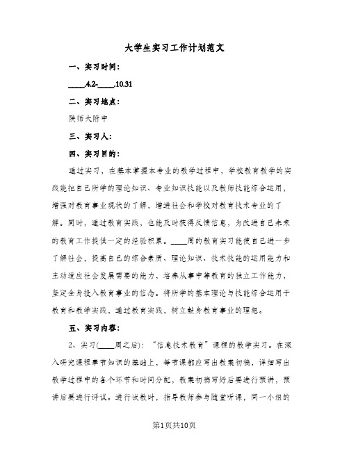 大学生实习工作计划范文（四篇）