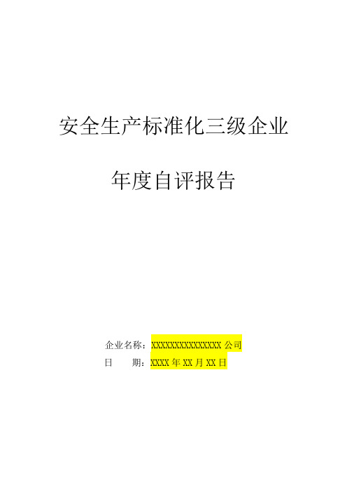 化工企业安全标准化年度自评报告