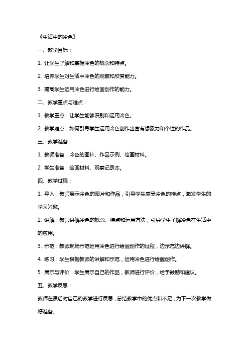 教师资格考试小学美术教案《生活中的冷色》