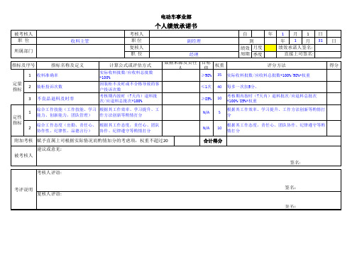 电池龙头企业绩效考核指标KPI电动车事业收料主管