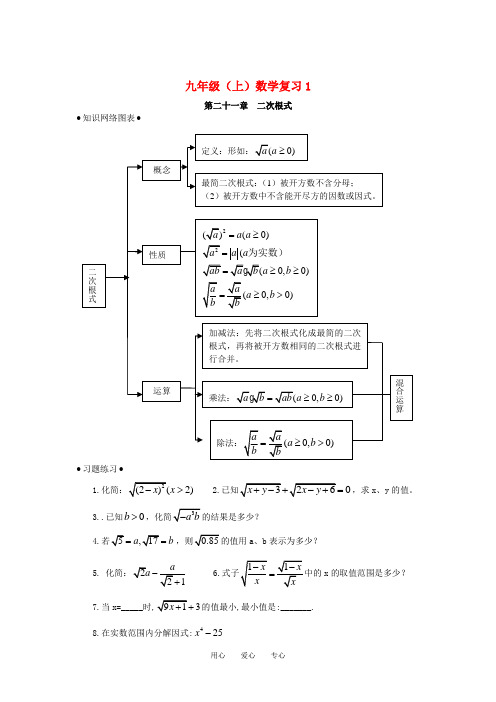 九年级数学上册复习教案_人教新课标版