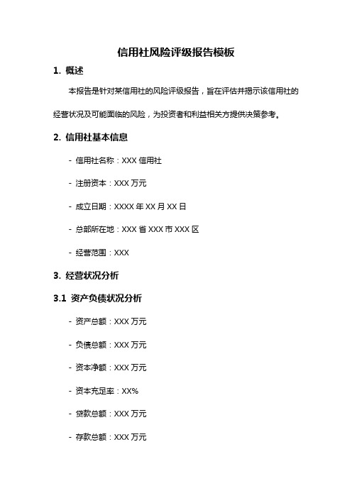 信用社风险评级报告模板