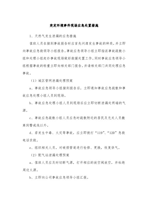 突发环境事件现场应急处置措施