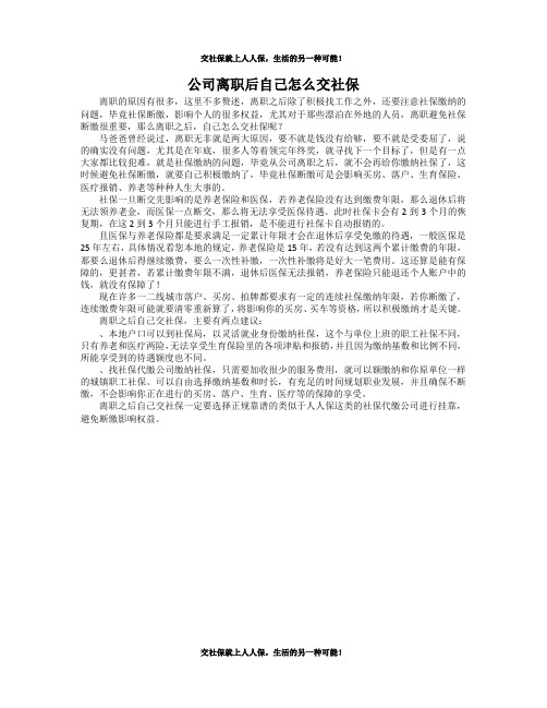 公司离职后自己怎么交社保