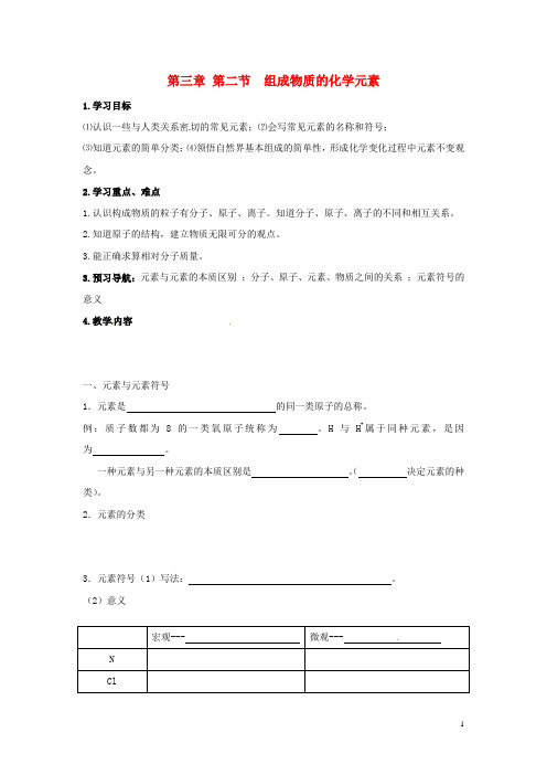 九年级化学全册 3.2 组成物质的化学元素学案(无答案)(新版)沪教版