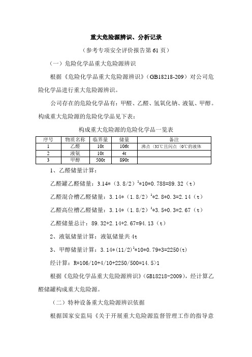 重大危险源辨识与分析