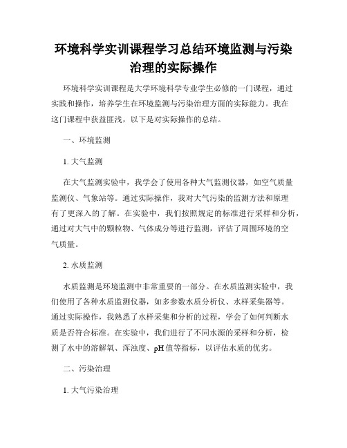 环境科学实训课程学习总结环境监测与污染治理的实际操作