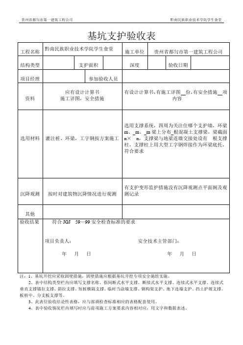 基坑支护验收表