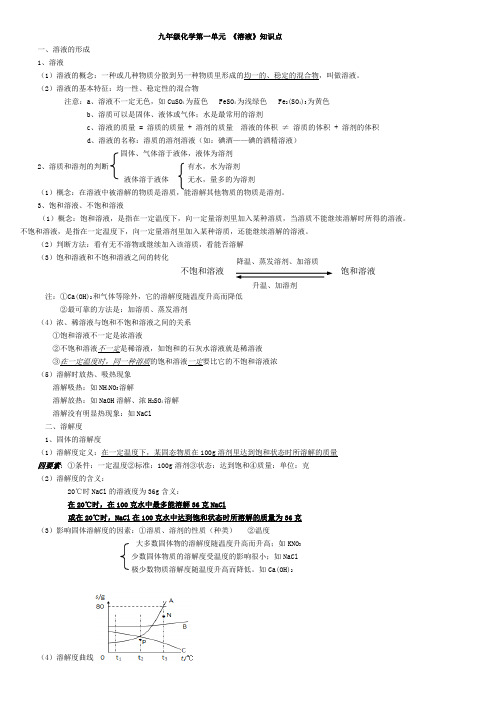 九年级化学第一章溶液