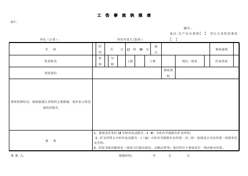 工伤事故快报表