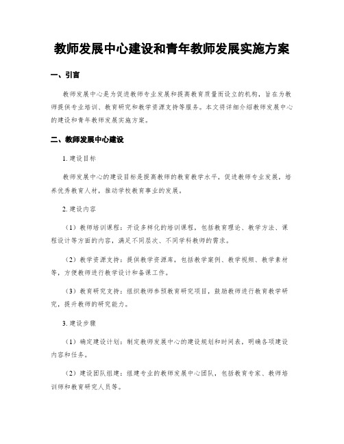 教师发展中心建设和青年教师发展实施方案