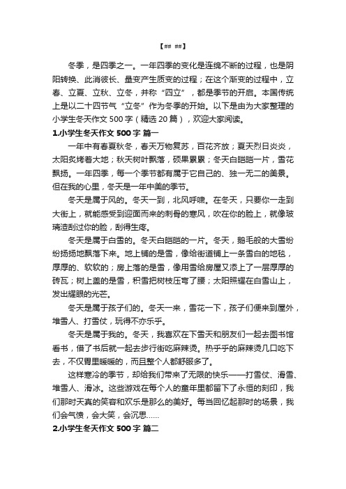 小学生冬天作文500字(精选20篇)