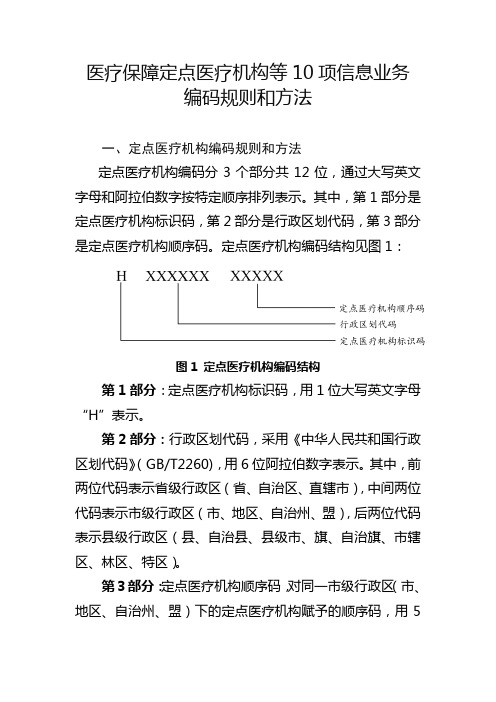 医疗保障定点医疗机构等10项信息业务编码规则和方法