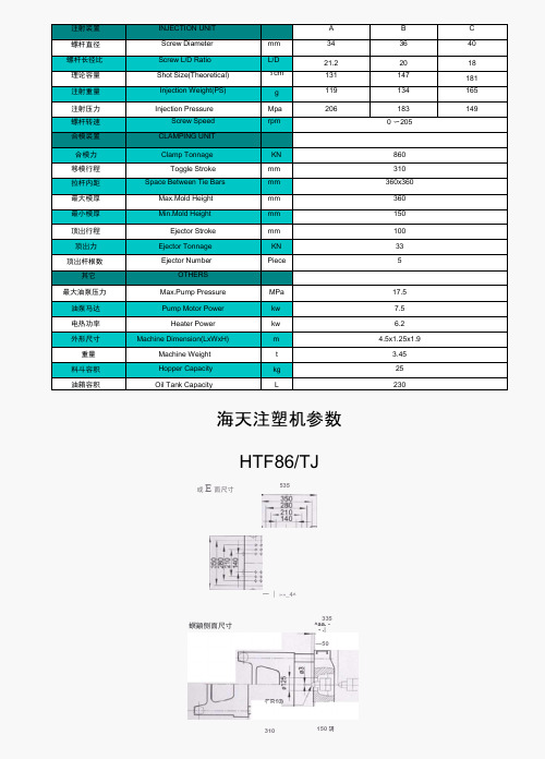 海天注塑机全参数DOC资料全