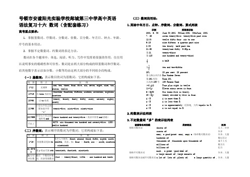 高中英语 语法复习十六 数词(含配练习)