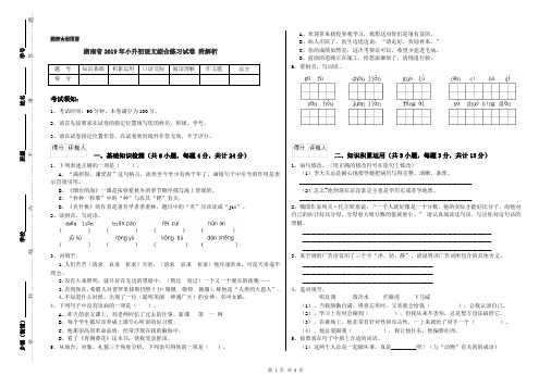 湖南省2019年小升初语文综合练习试卷 附解析