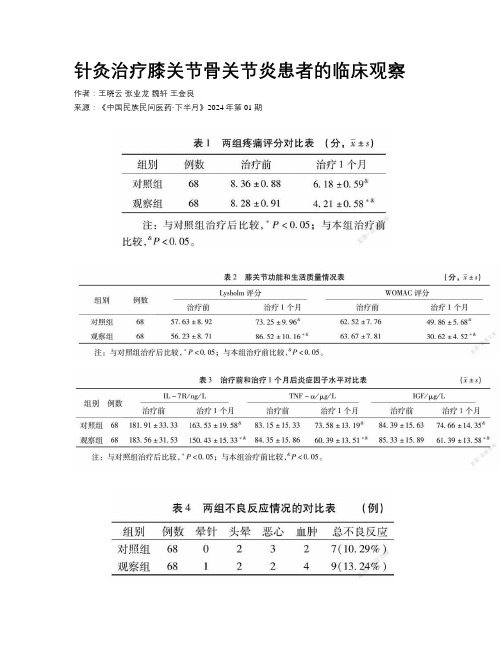 针灸治疗膝关节骨关节炎患者的临床观察