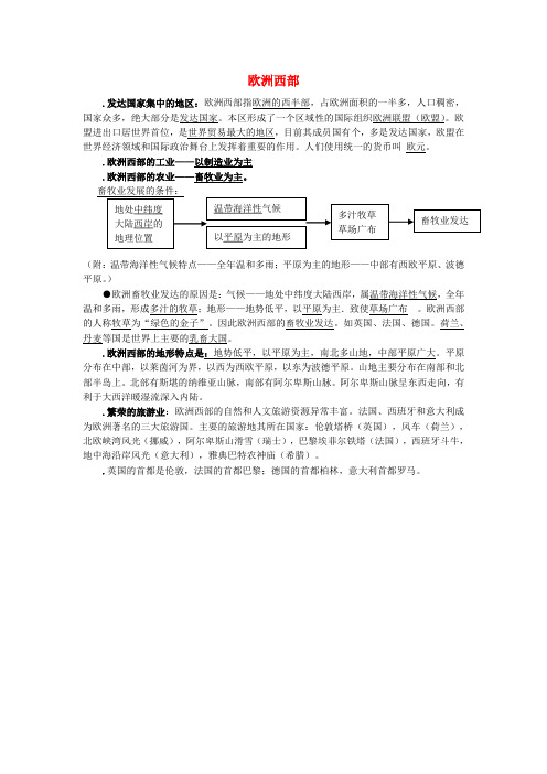 七年级地理下册8.2欧洲西部知识点归纳新人教版