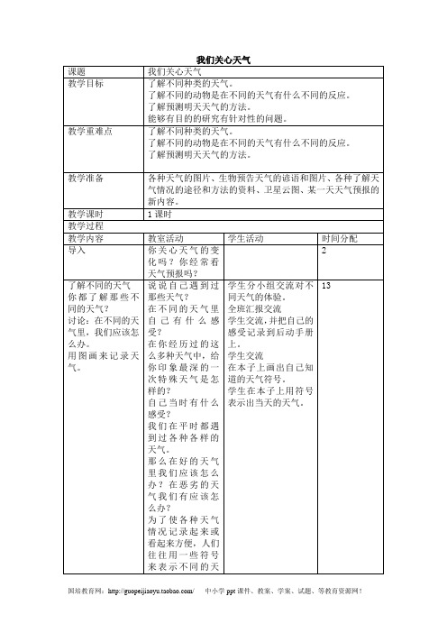 《我们关心天气》参考教案2