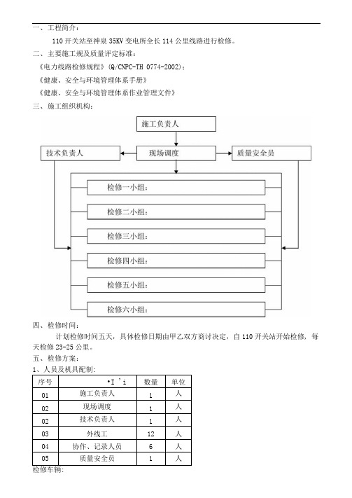 110KV高压线路检修方案