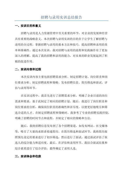 招聘与录用实训总结报告