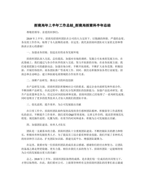 招商局年上半年工作总结_招商局招商科半年总结