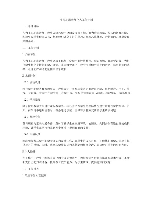 小班副班教师个人工作计划