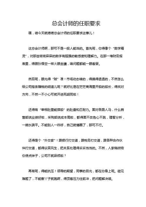 总会计师的任职要求