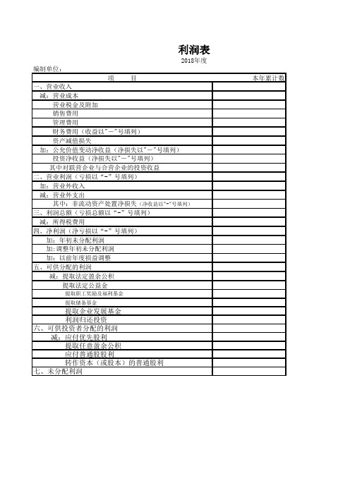 利润表模版