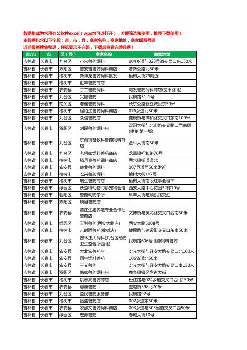 2020新版吉林省长春市兽药工商企业公司商家名录名单黄页联系电话号码地址大全260家