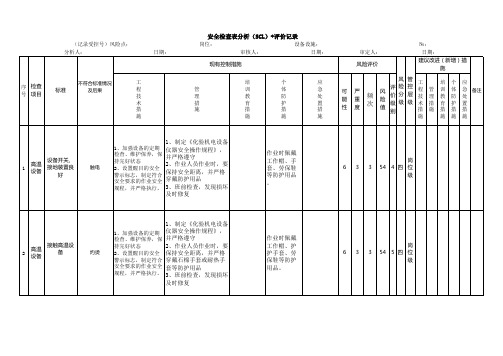 高温设备安全检查分析(SCL)评价记录表