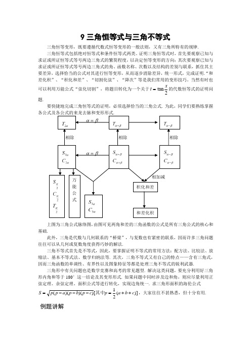 高中数学竞赛专题精讲9三角恒等式与三角不等式(含答案)