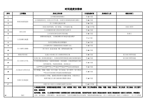 时间进度安排表