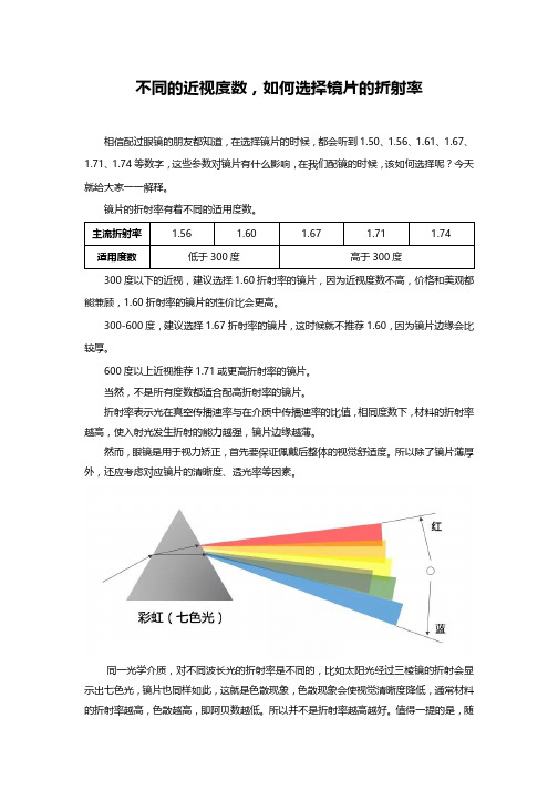 不同的近视度数,如何选择镜片的折射率