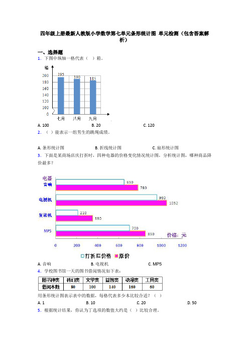 四年级上册最新人教版小学数学第七单元条形统计图 单元检测(包含答案解析)