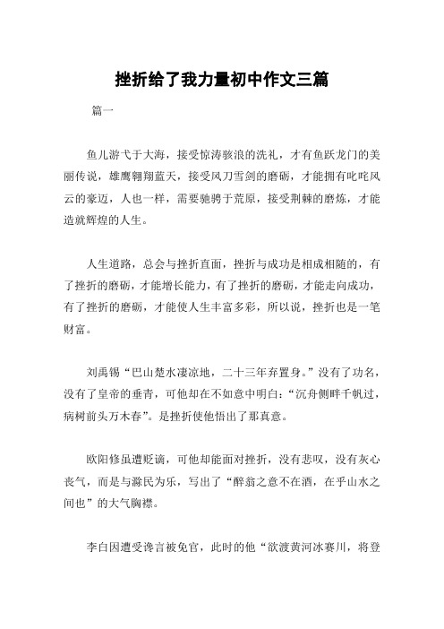 挫折给了我力量初中作文三篇