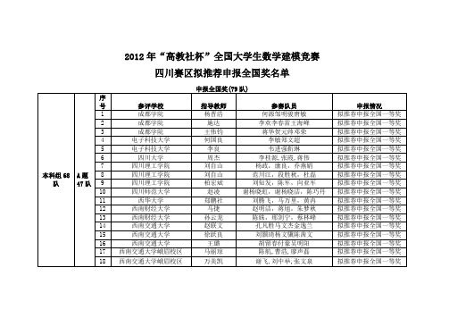 2012年“高教社杯”全国大学生数学建模竞赛