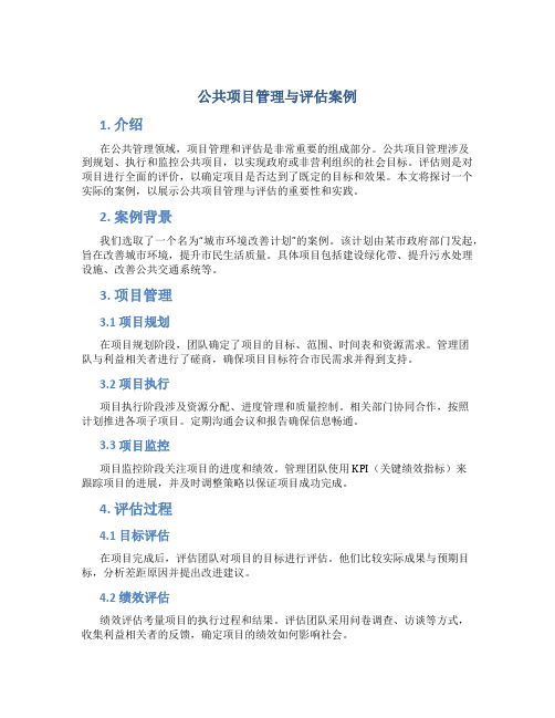 公共项目管理与评估案例