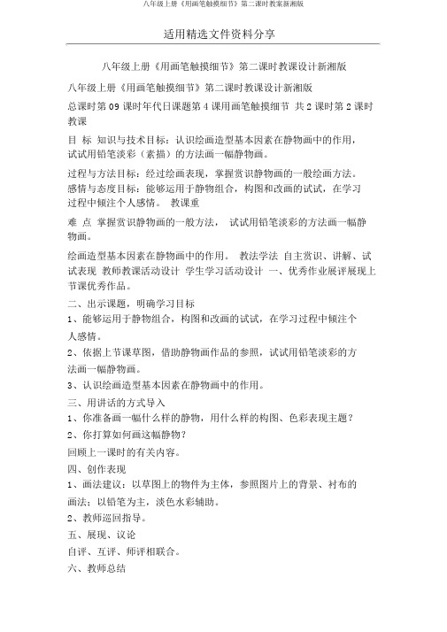 八年级上册《用画笔触摸细节》第二课时教案新湘版