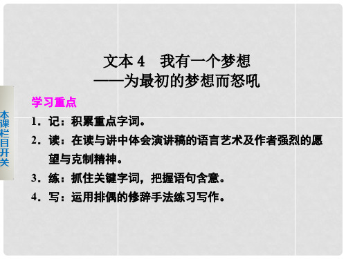高中语文 专题一 我有一个梦想课件 苏教版必修4