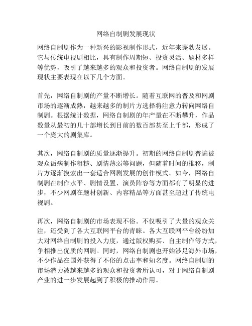 网络自制剧发展现状