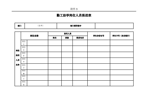 勤工助学岗位人员报送表